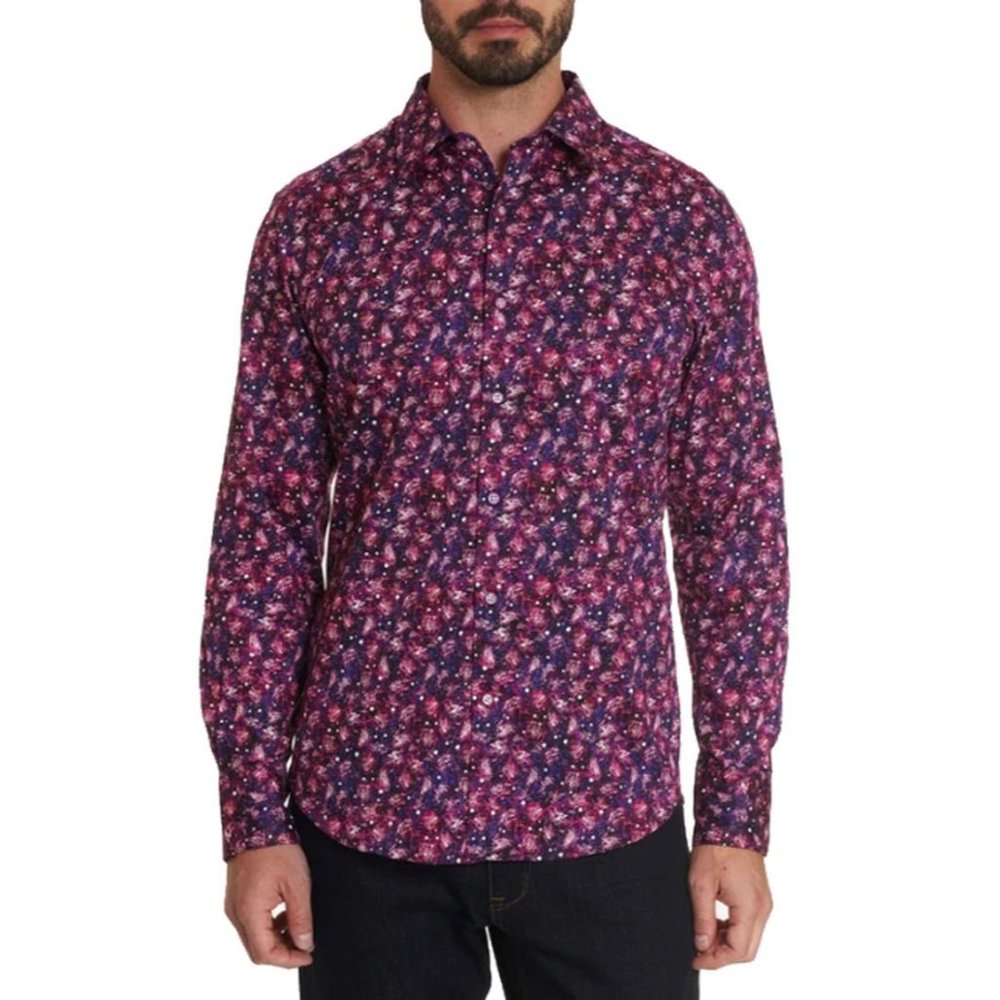 Robert Graham Men's Space Travel Classic Long Sleeve Stretch Woven Shirt Small